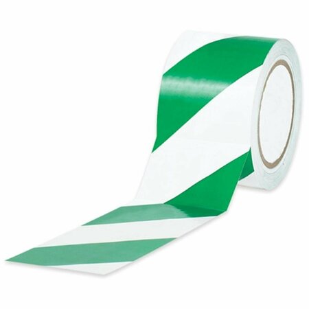 BOX PARTNERS Tape Logic  1 in. x 36 yards Green & White Striped Vinyl Safety Tape, 48PK T9136GW